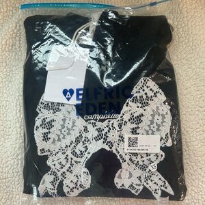 Aelfric Eden Black Top with White Lace Trim